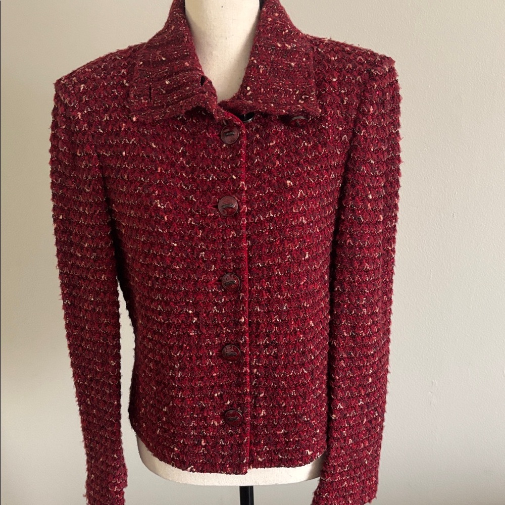 St. John Tweed Knit Jacket, Enamel Buttons, sz Small